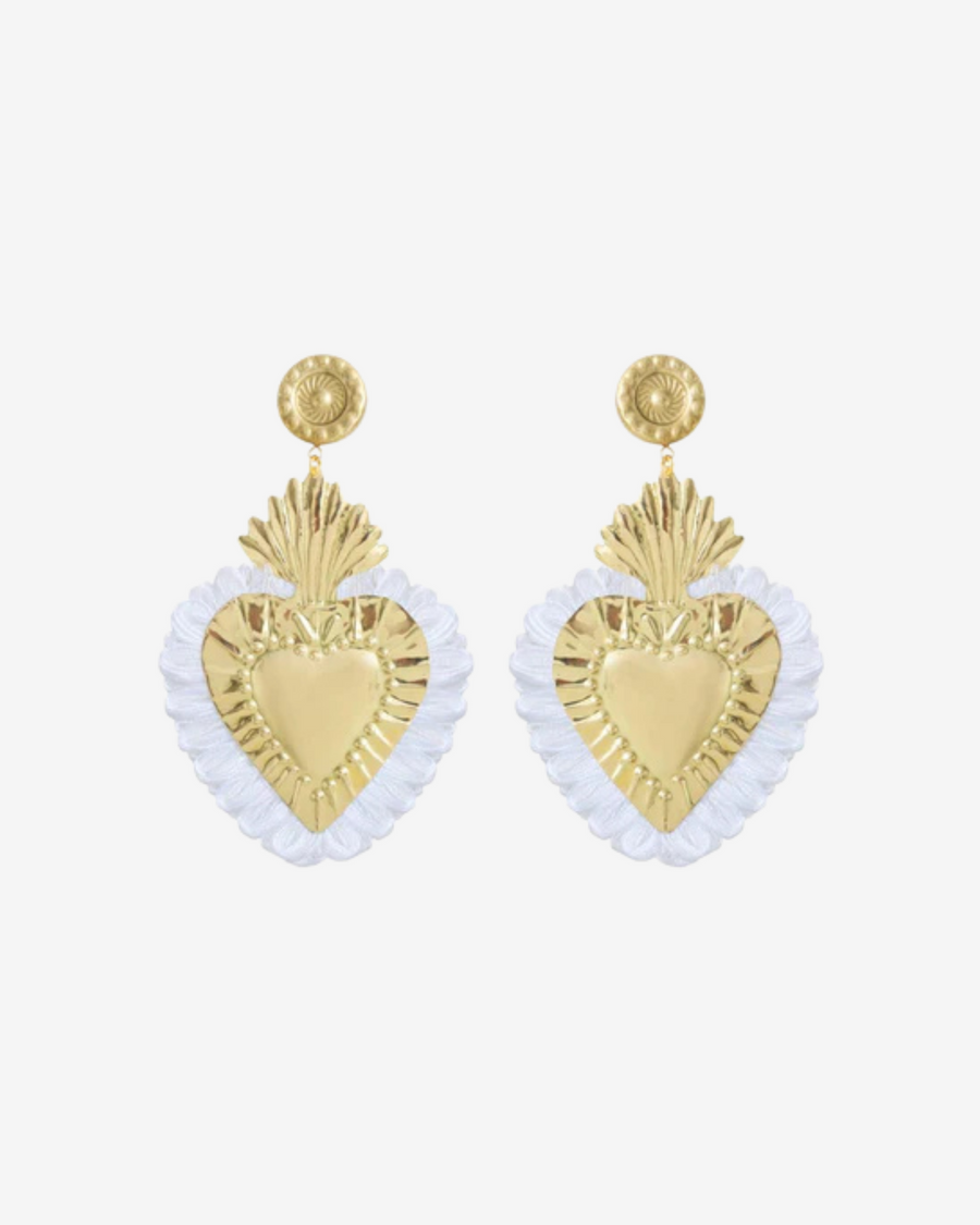 GOLD HEARTS WHITE FRINGE
