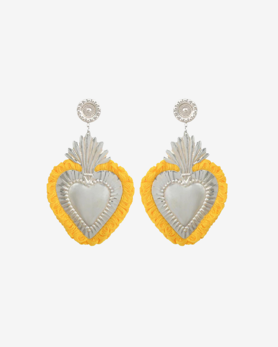 HEARTS SILVER YELLOW FRINGE