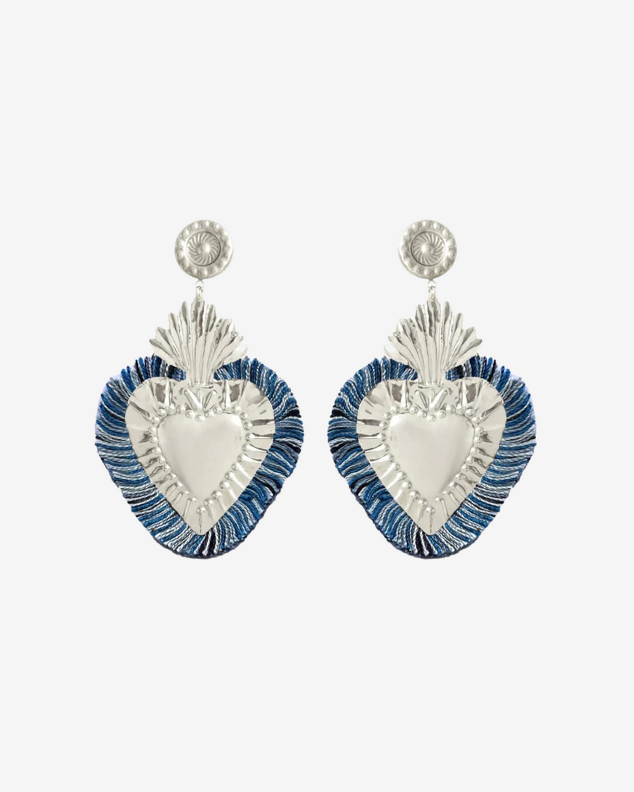 HEARTS SILVER DENIM FRINGE