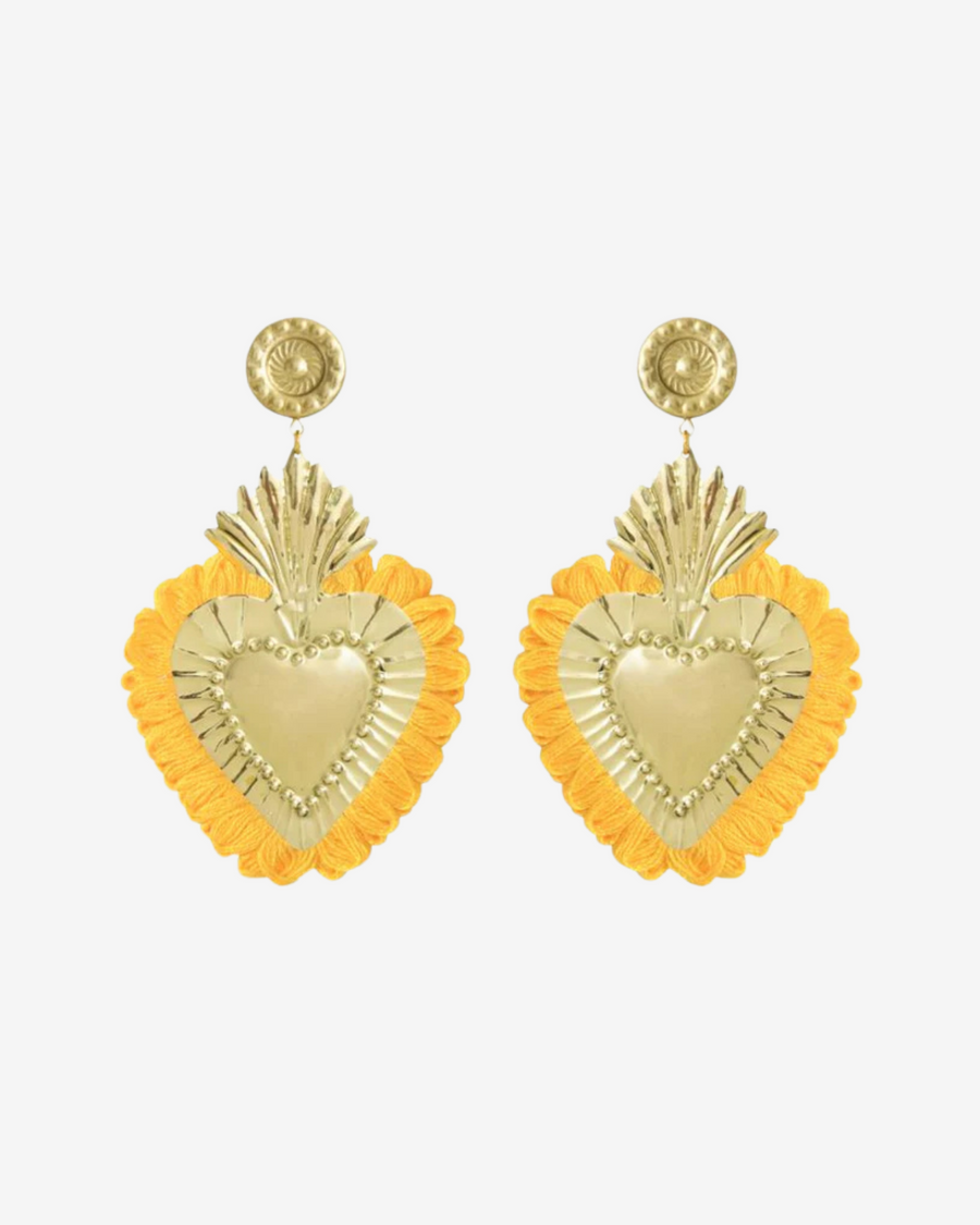 GOLD HEARTS YELLOW FRINGE