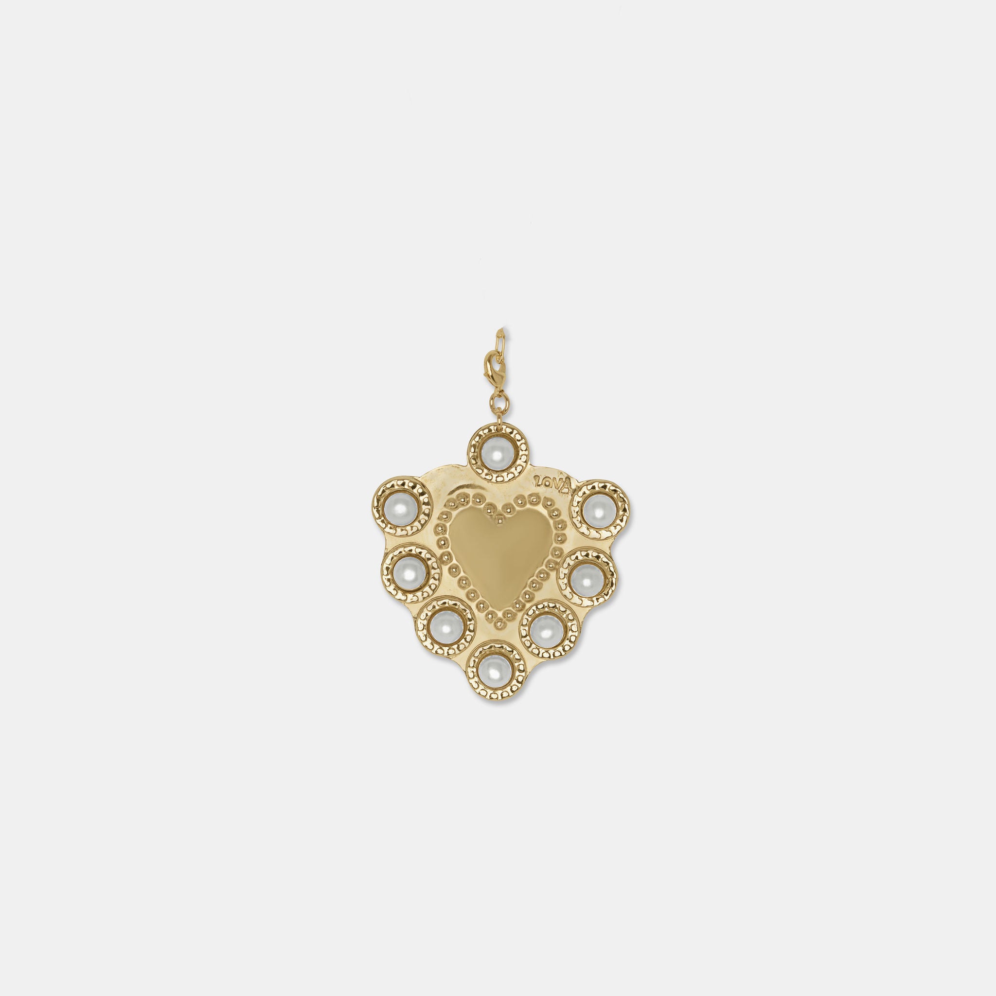 WHITE PEARL CLUSTER GOLD HEART NECKLACE
