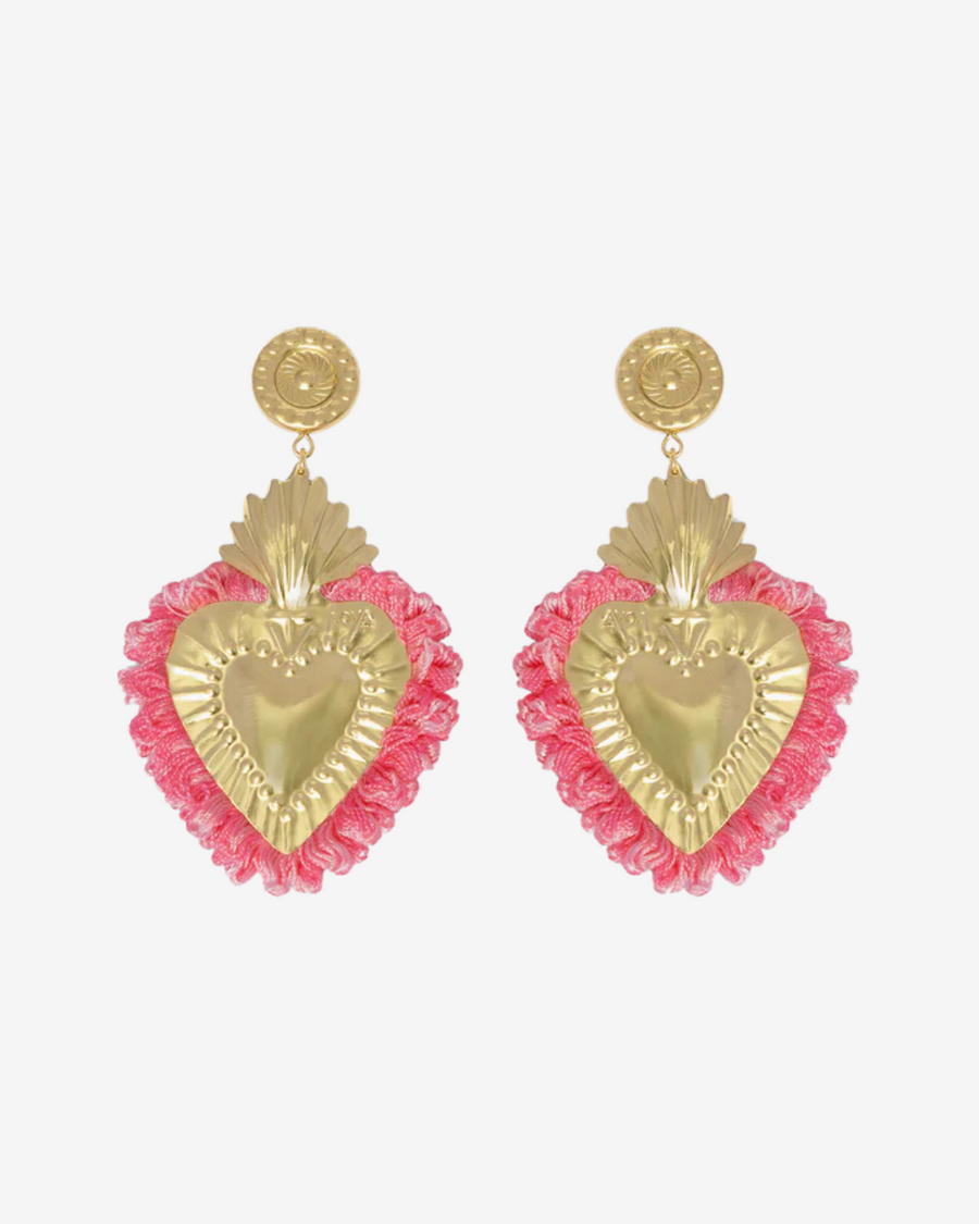 HEARTS GOLD PINK FRINGE