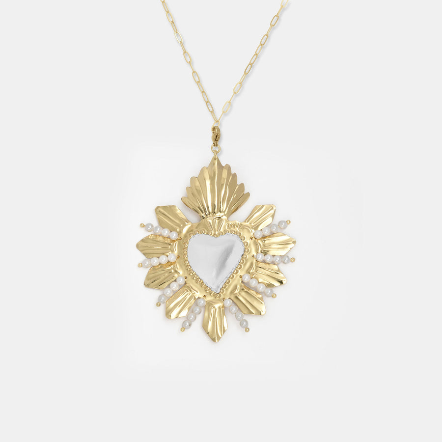 VENETIAN GOLD HEART WHITE NECKLACE