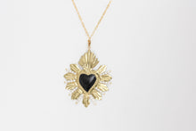 Load image into Gallery viewer, NECKLACE - VENETIAN GOLD HEART BLACK