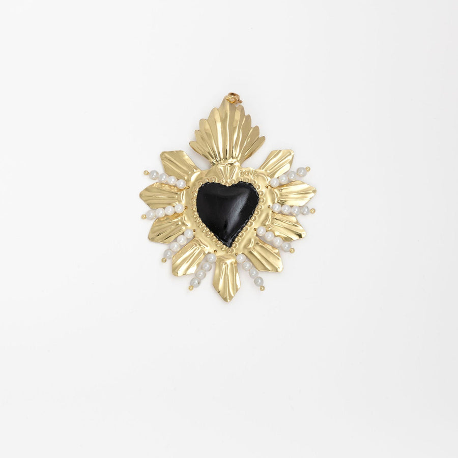 VENETIAN GOLD HEART BLACK NECKLACE