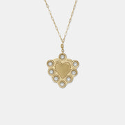 WHITE PEARL CLUSTER GOLD HEART NECKLACE