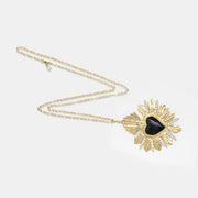 VENETIAN GOLD HEART BLACK NECKLACE