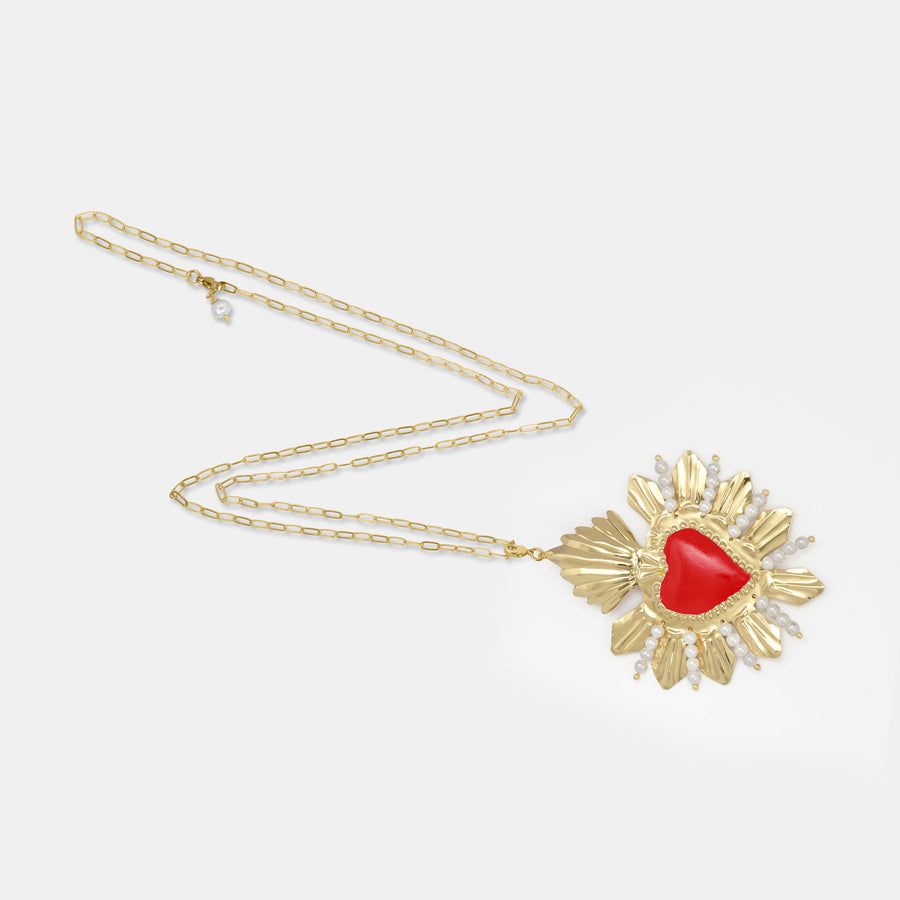 VENETIAN GOLD HEART RED NECKLACE