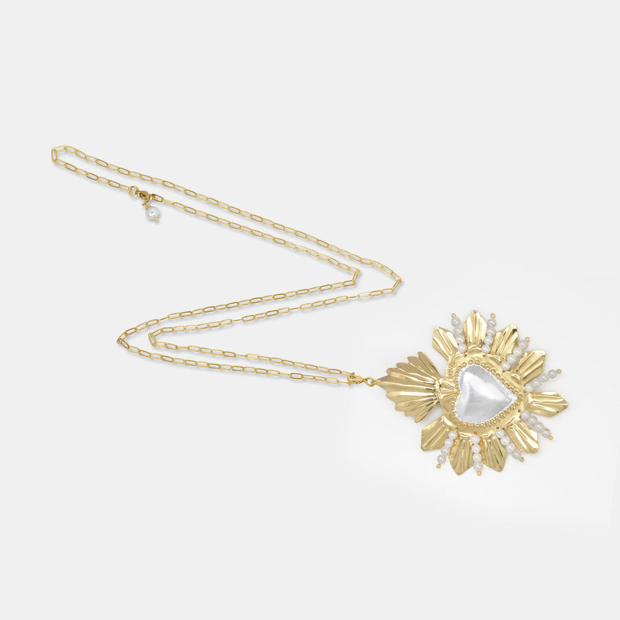 VENETIAN GOLD HEART WHITE NECKLACE