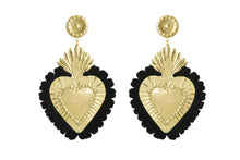 Load image into Gallery viewer, THE HEARTS  GOLD  BLACK FRINGE