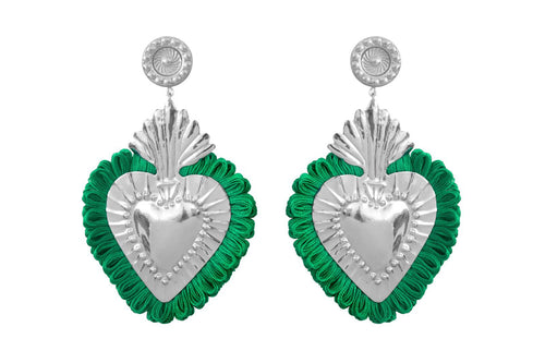 THE HEARTS  SILVER  GREEN  FRINGE
