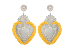 THE HEARTS  SILVER  YELLOW  FRINGE