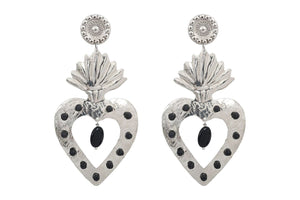 HEARTS SILVER BLACK STONES